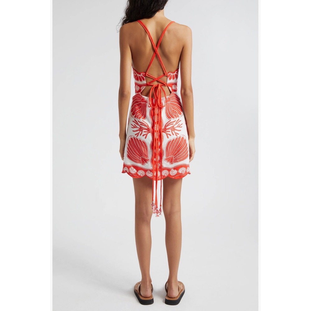 FARM RIO Ainika Shell Print Linen Minidress SZ M NWT $190 - Picture 2 of 12